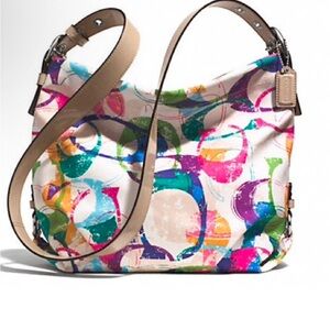 Coach poppy stamped signature c duffle crossbody shoulder bag 31183E